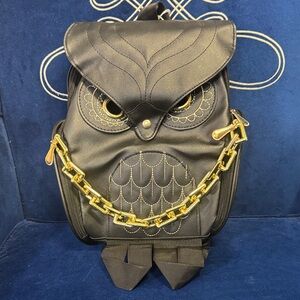 Owl Design Black Backpack